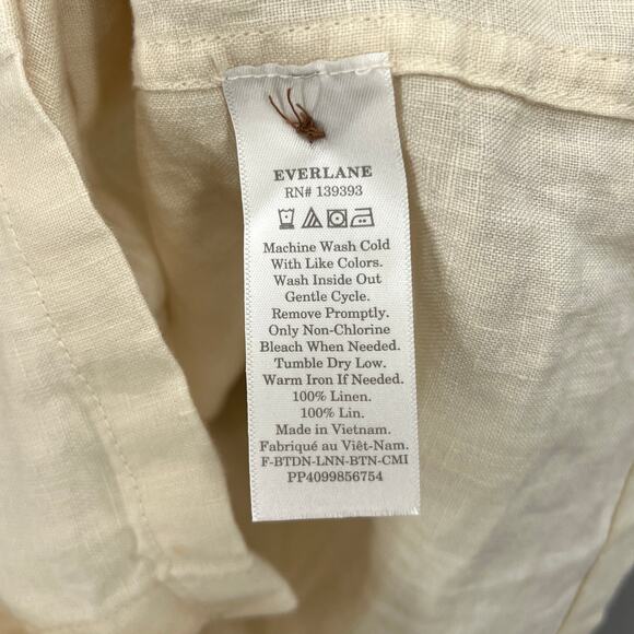 EVERLANE The Linen Picnic Top Womens 2 Cream Button Front Spaghetti Strap NEW - Picture 9 of 11